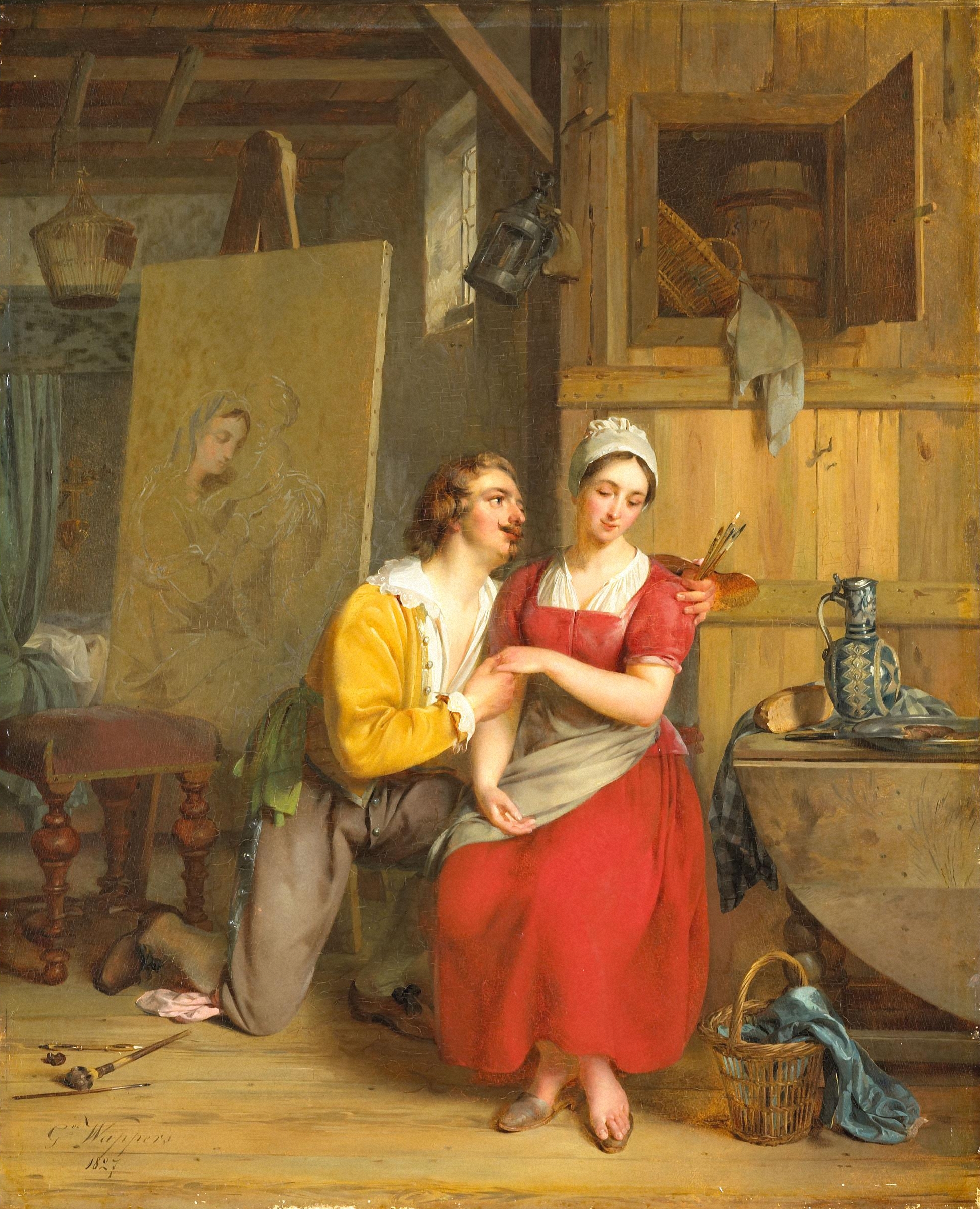 Anthony van Dijk In Amorous Scene With His Model by Gustave Wappers